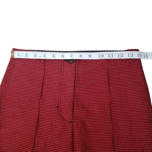 Helmut Lang Red & Black Houndstooth Flare Crop Pants - Picture 12 of 12